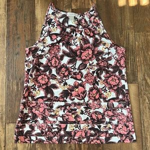 LOFT tank top. Color: Pink Flowers with White background. Size: XS